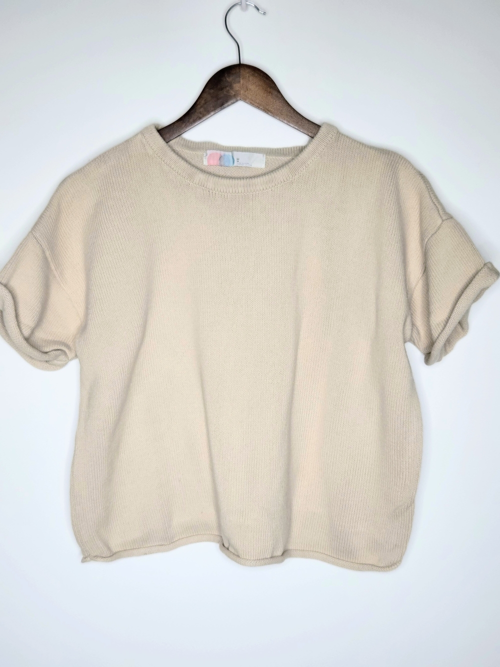 Free People Margot Sweater Tee Beige Oatmeal Slouchy Sturdy Comfy Size M